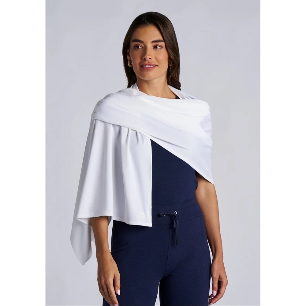 Coolibar Womens Bhakti Shawl Sun Protection UPF 50+ White 84" X 24" BeachyResort